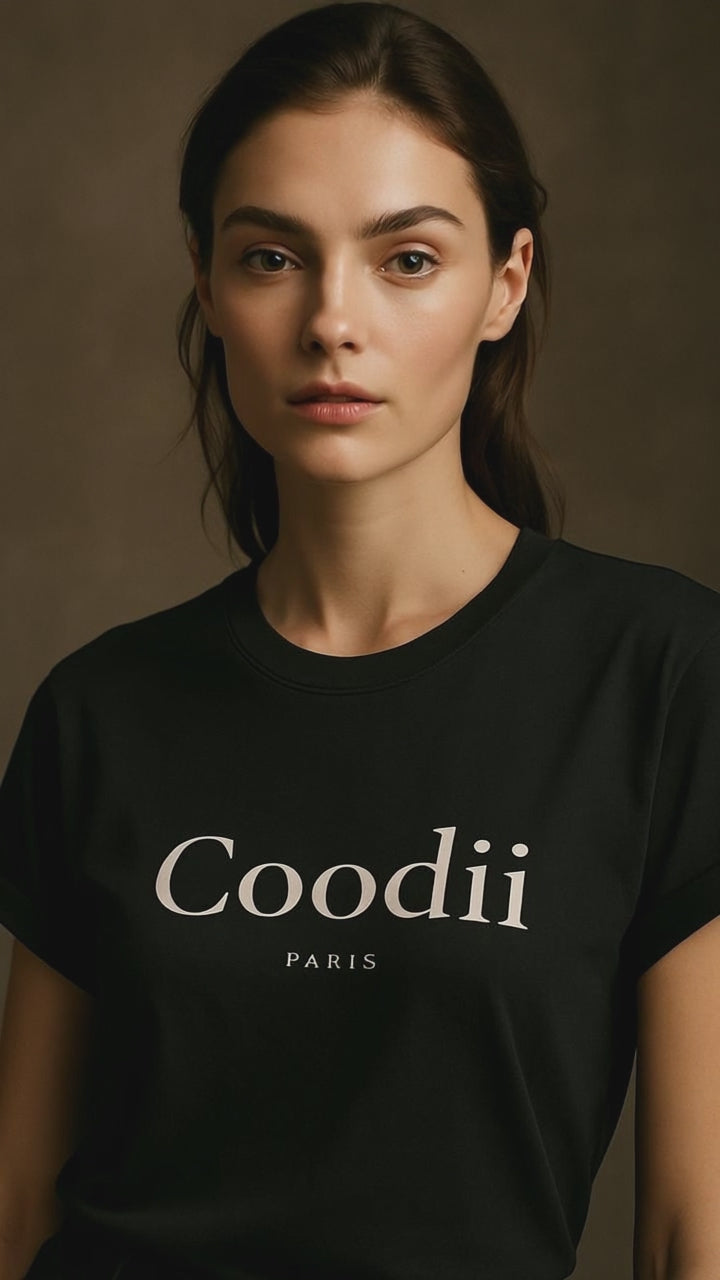 T-SHIRT FEMME MANCHES COURTES - NOIR