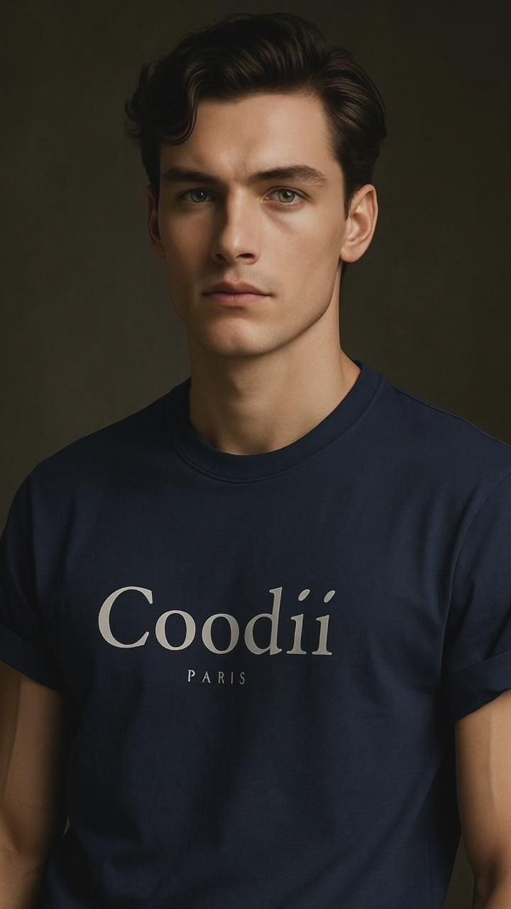 T-SHIRT HOMME MANCHES COURTES - BLEU